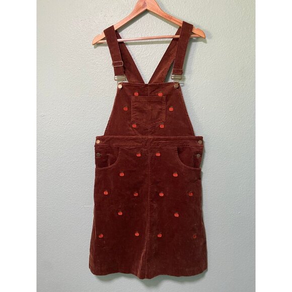Kiel James Patrick Corduroy Pumpkin Brown Overall Skirt Dress - Picture 1 of 8